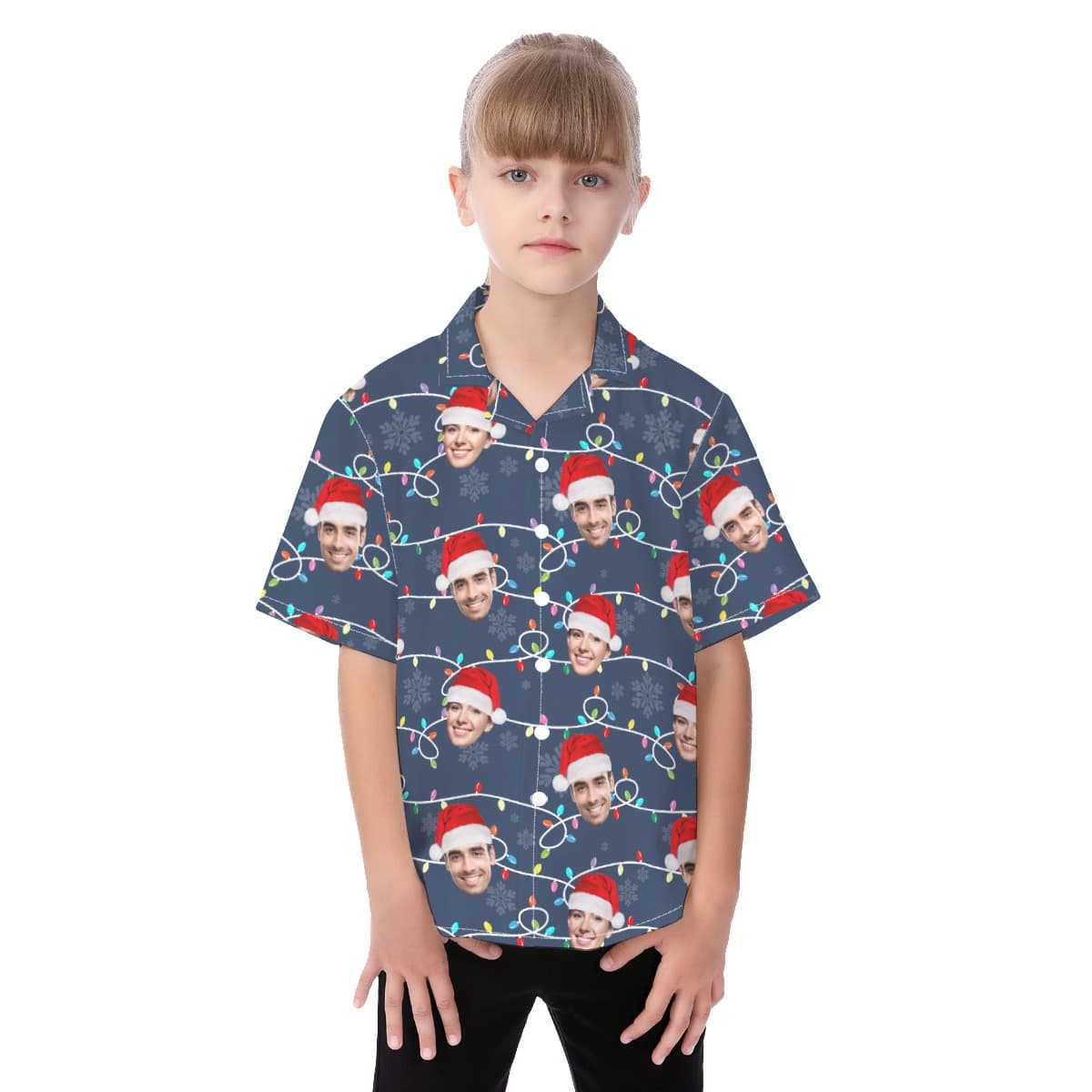 Custom Face Christmas Hawaiian Shirt For Kids (1)
