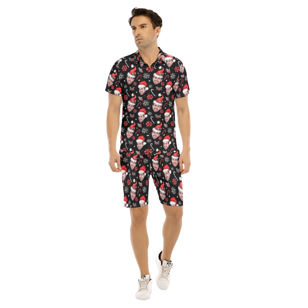 Men’s All Over Print Christmas Hawaiian Shirt Custom Face (1)
