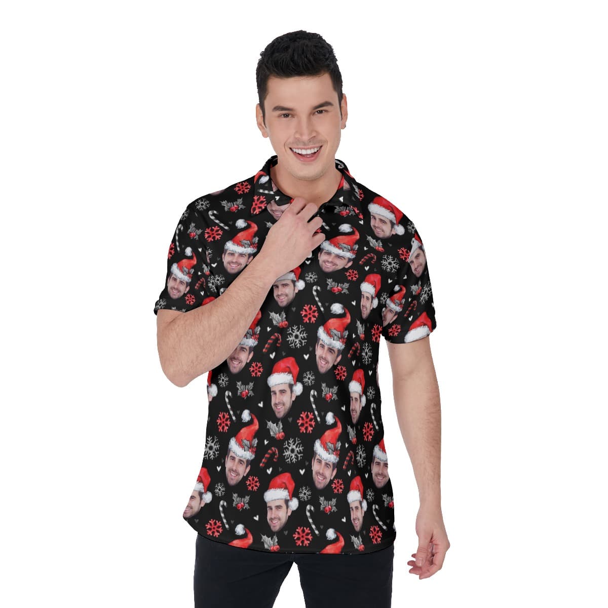 Men’s Hawaiian Shirt Polo Custom Face (1)