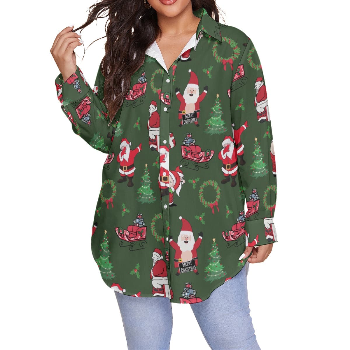 Naughty Santa Funny Hawaiian Plus Sized Shirt For Women (4)