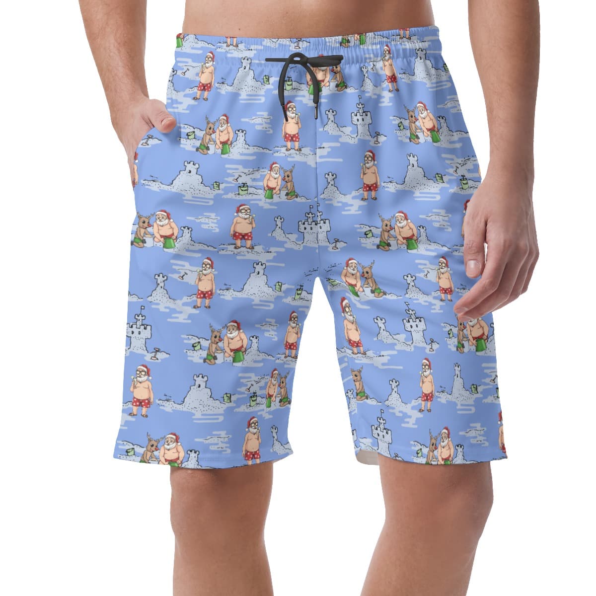 Santa Reindeer Christmas Shorts Hawaiian For Men (1)