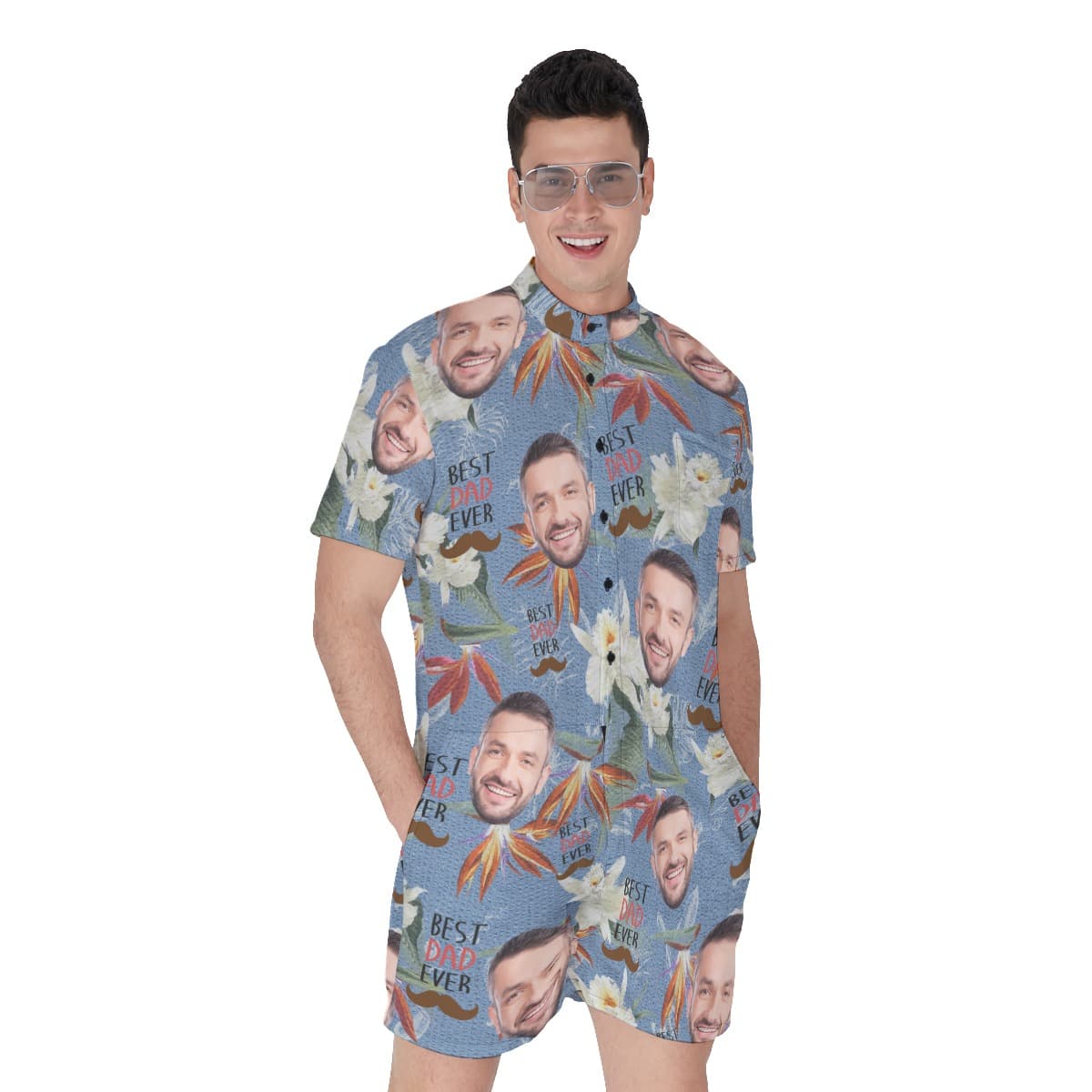 Best Dad Ever Custom Face Hawaiian Romper For Men (3)