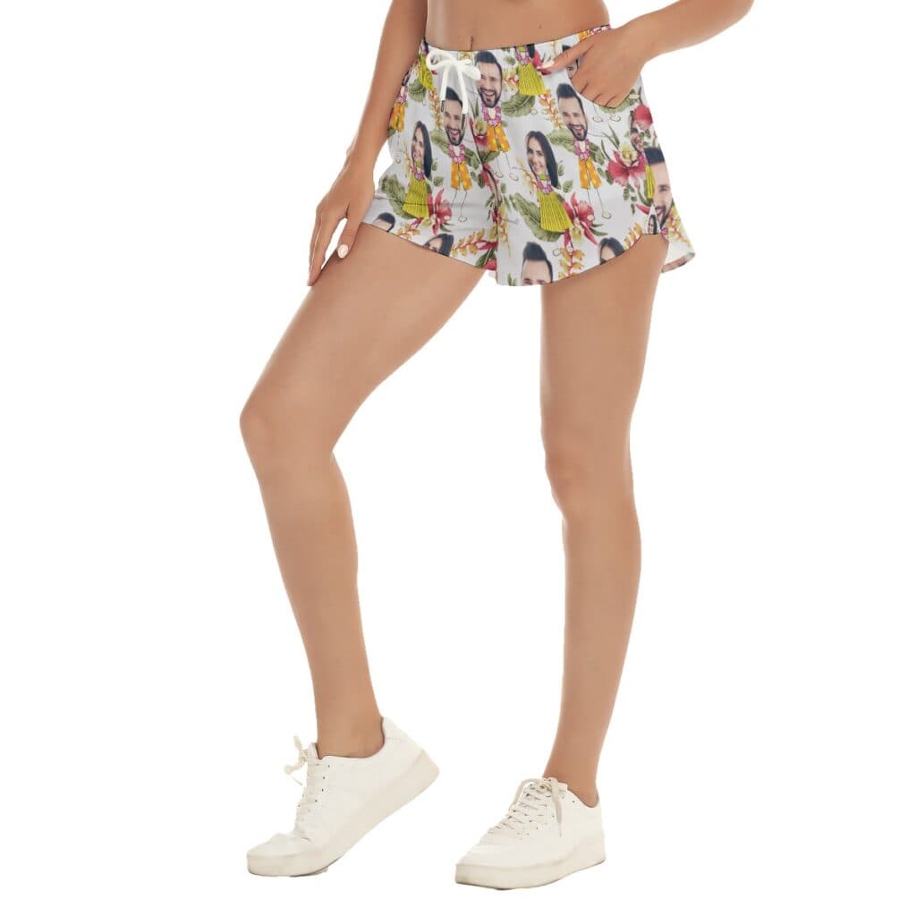 Cool Couple Custom Face Women's Summer Beach Shorts