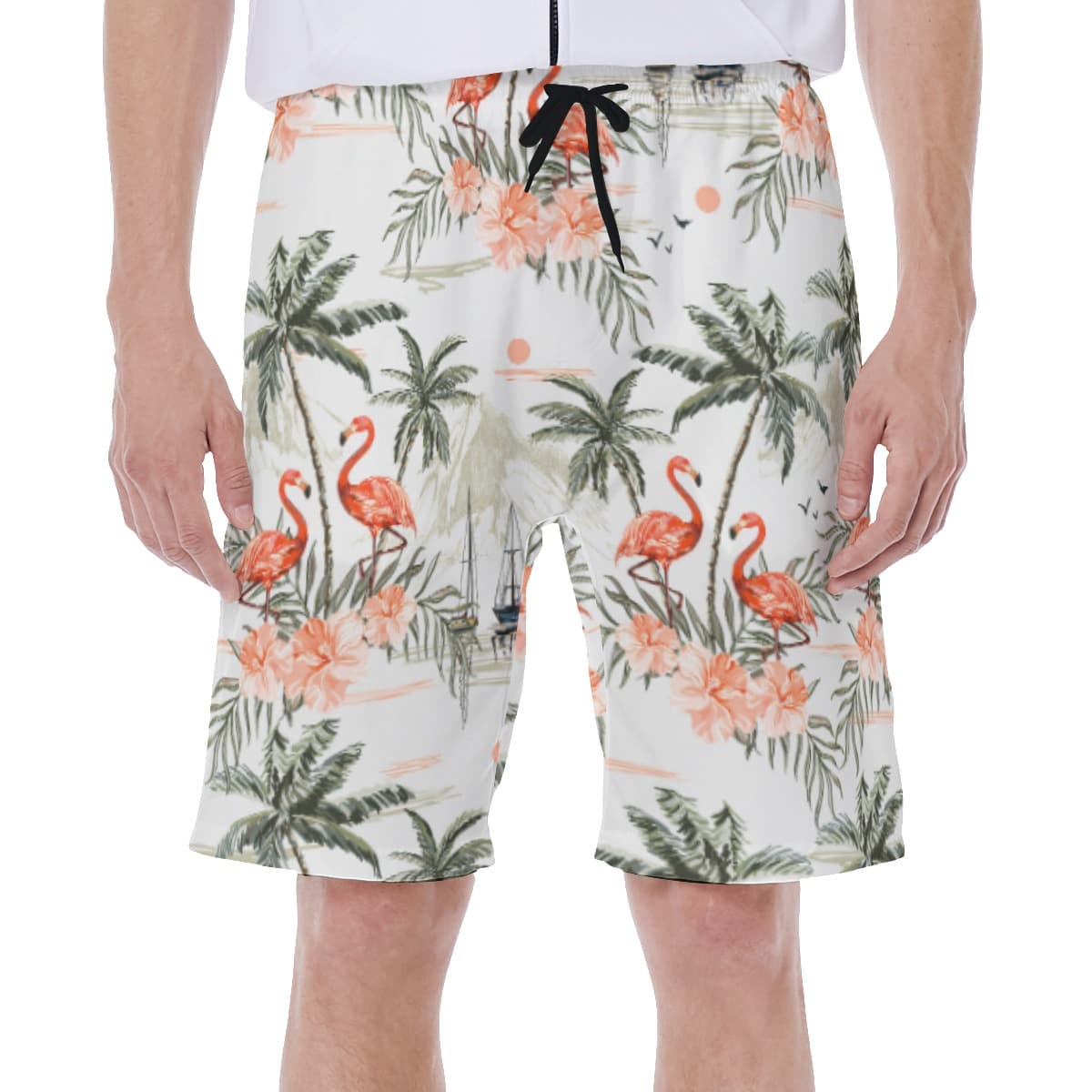 Cool Flamingo Beach Swim Trunks For Men (1)