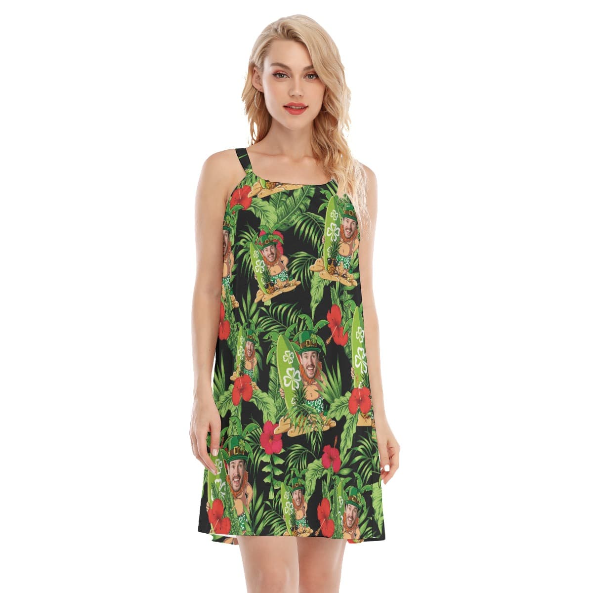 Cool Patrick Day Green Cami Dress With Custom Face