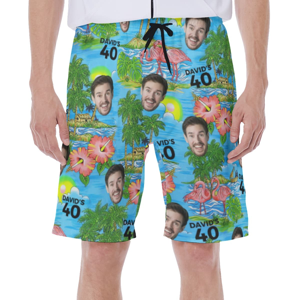 Custom Face And Name Beach Swim Trunks For Men (1)