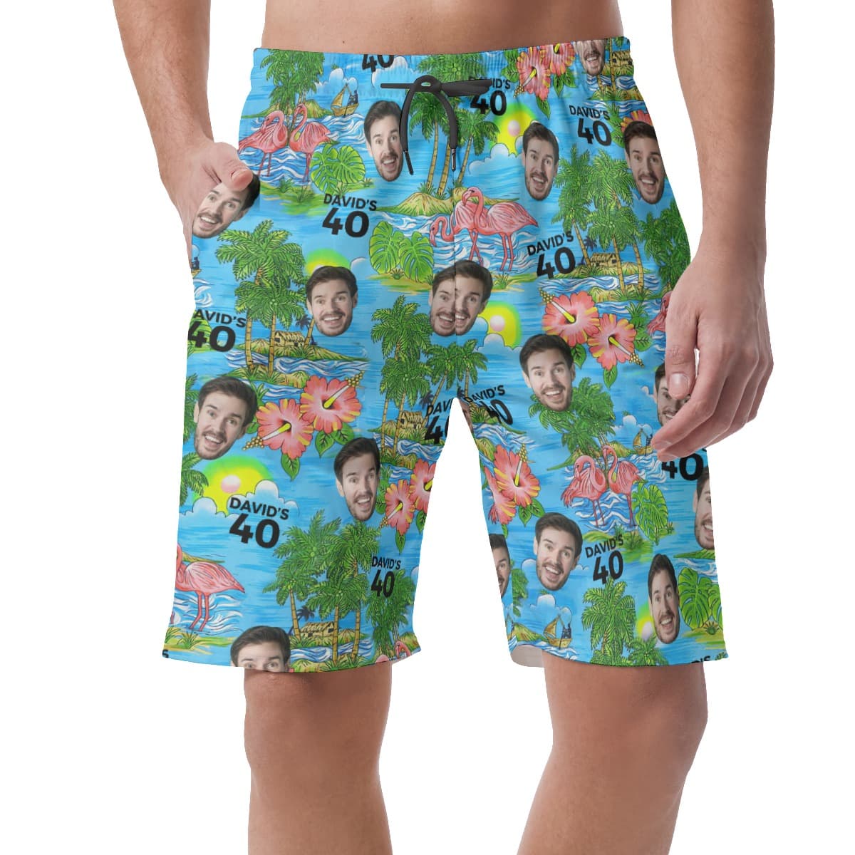 Custom Face And Name Birthday Men's Casual Shorts (1)