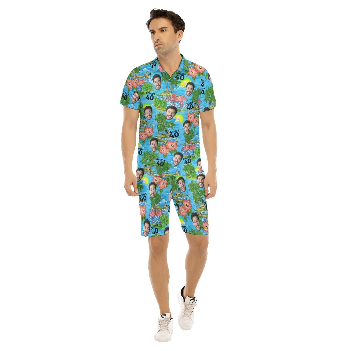 Custom Face And Name Flamingo Beach Shorts For Birthday Gift (1)