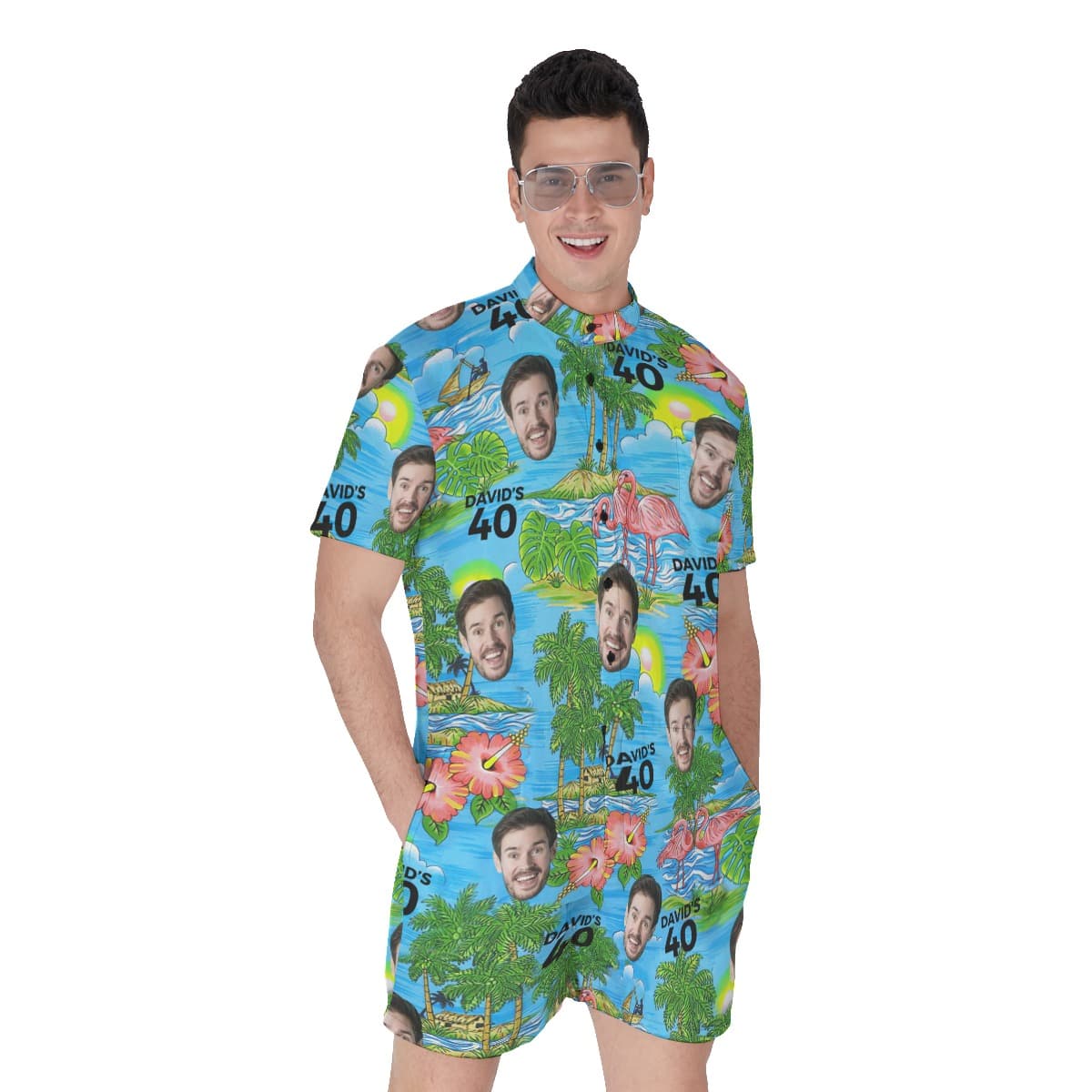Custom Face Birthday Men's Hawaiian Romper (1)