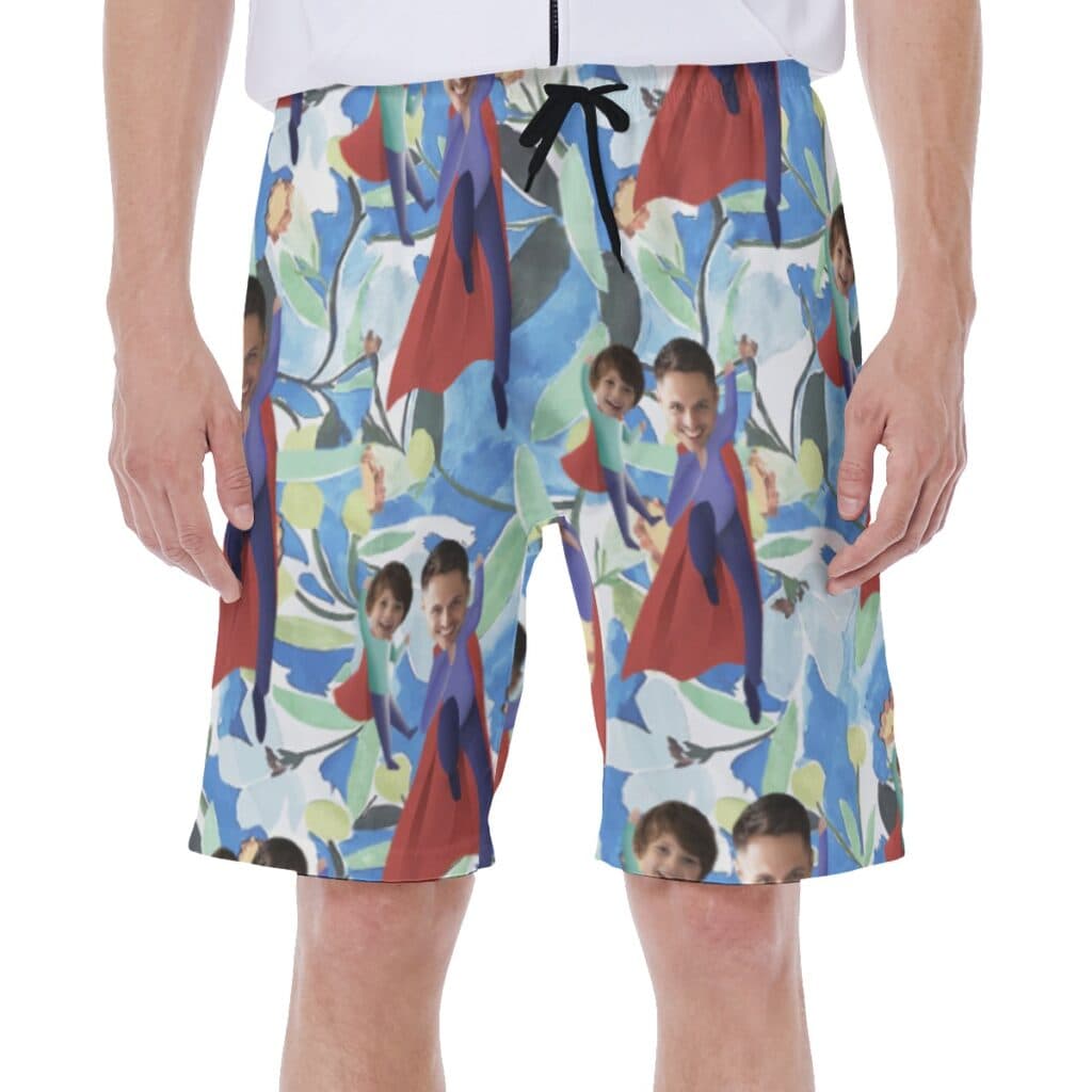 Custom Face Father And Kids Hawaiian Swim Trunks For Men