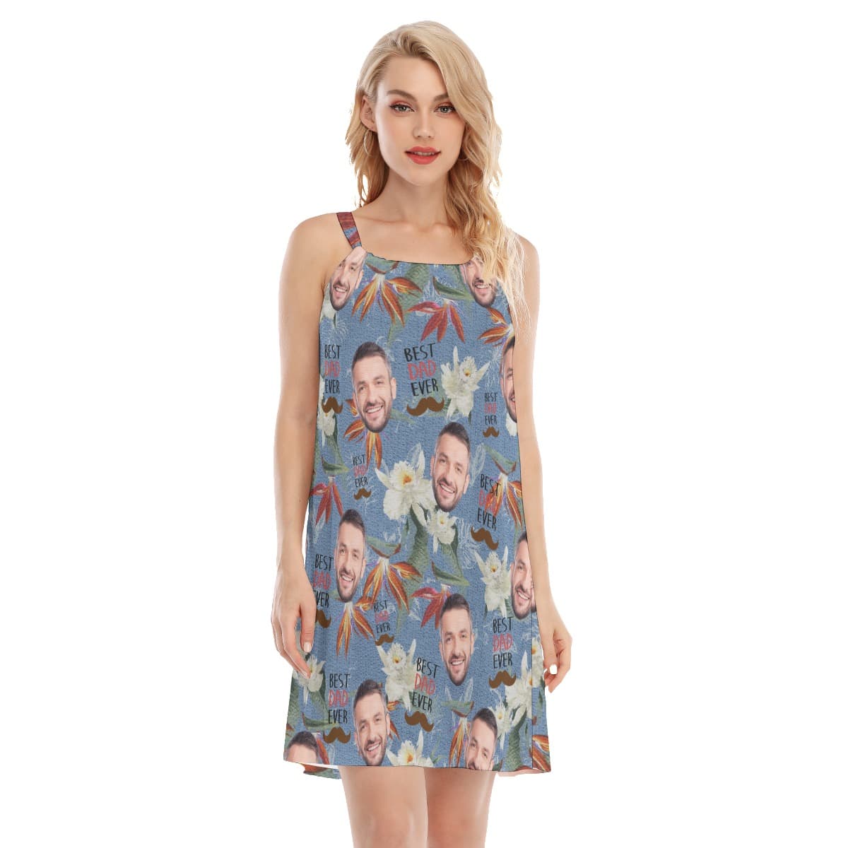 Custom Face Father’s Day Hawaiian Cami Dress (1)