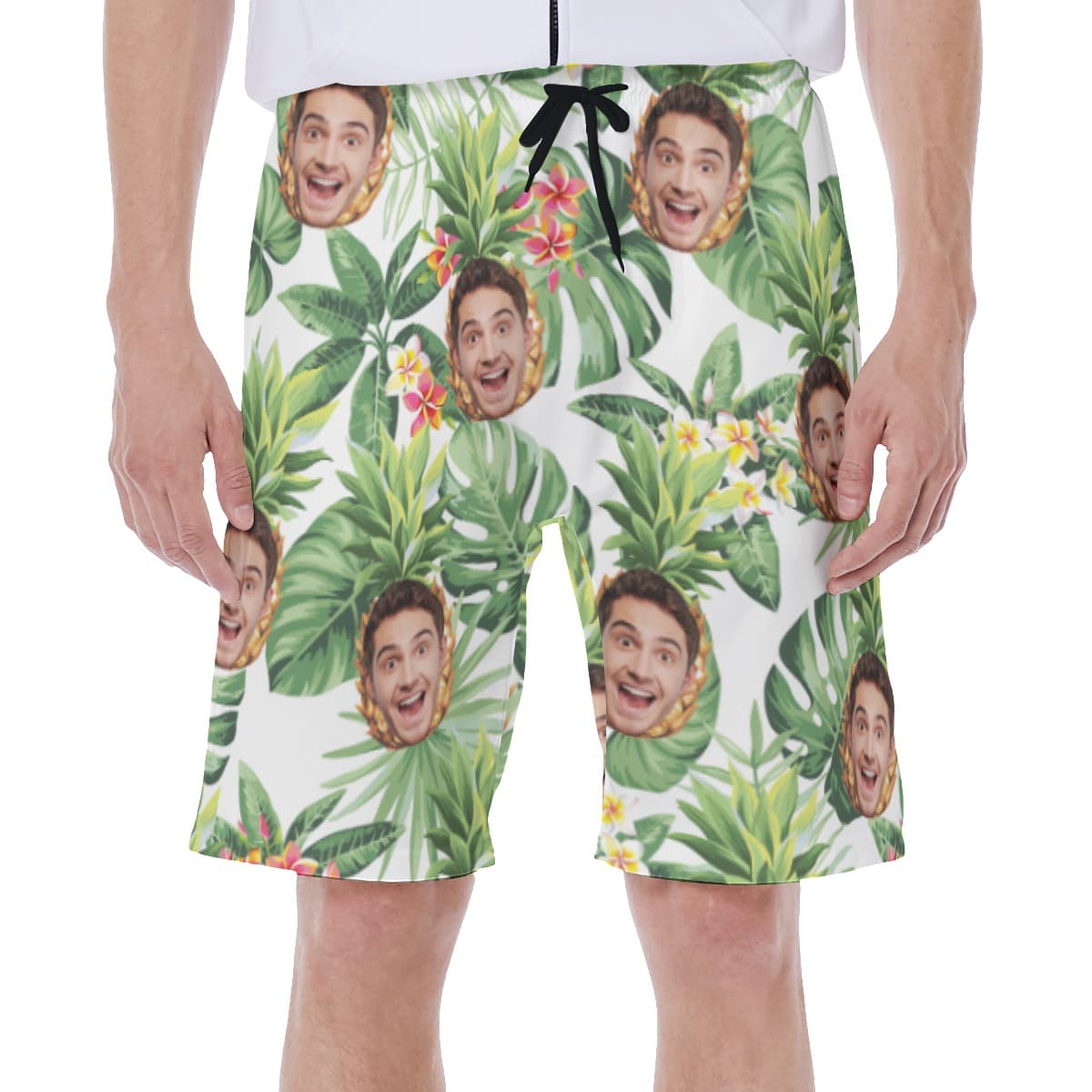 Custom Face With Pineapple Tropical Hawaiian Swim Trunks For Men (2)