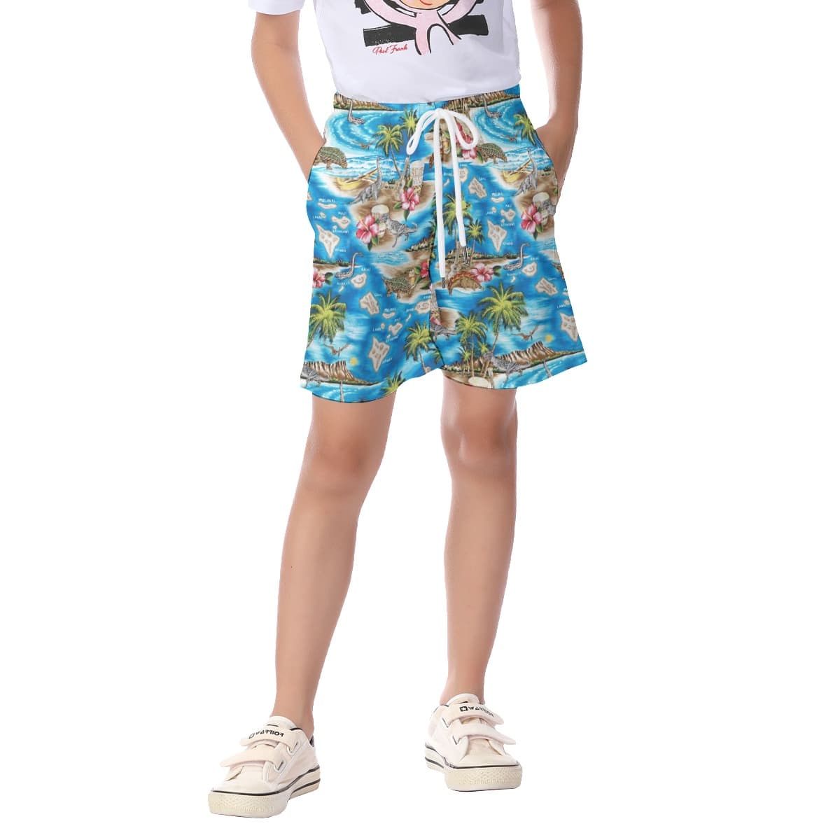 Cute Dinosaur Tropical Hawaiian Beach Shorts For Kids