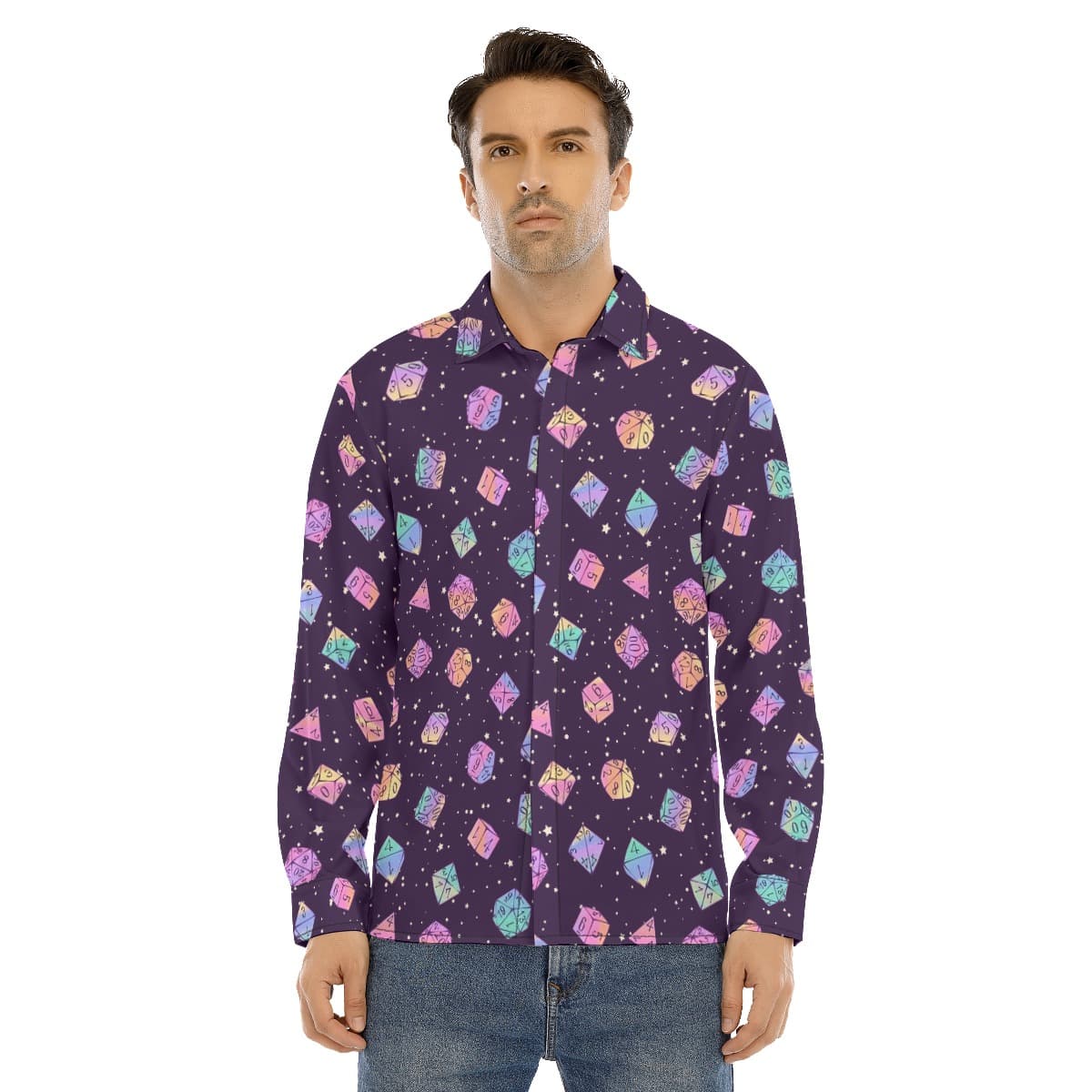 DND Dice Long Sleeve Hawaiian Shirt For Men (1)