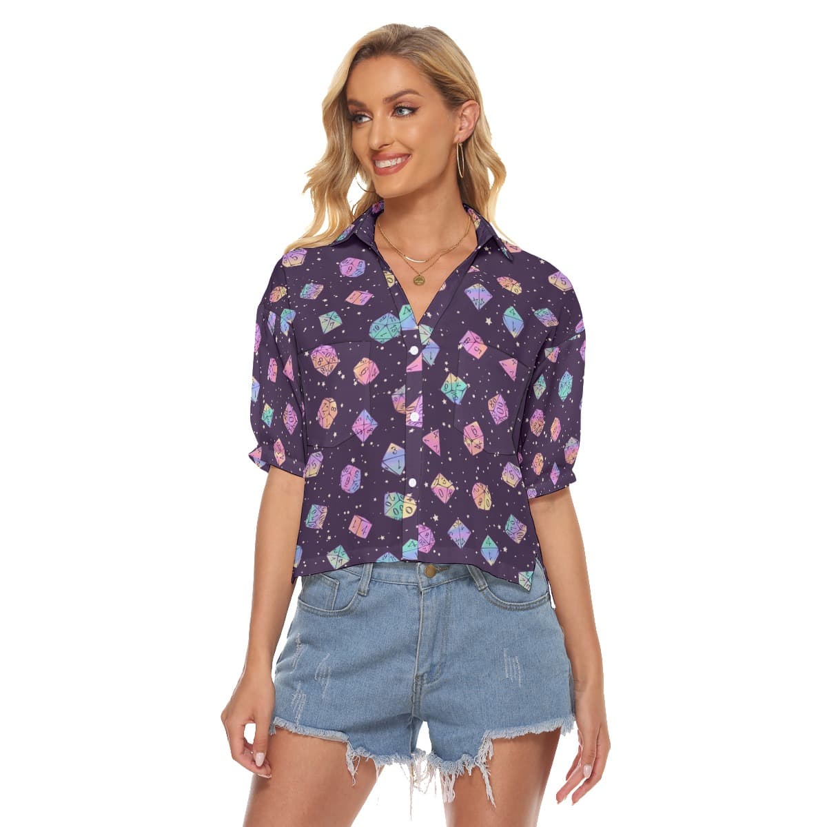DND Dice Purple Women’s Crop Top (4)