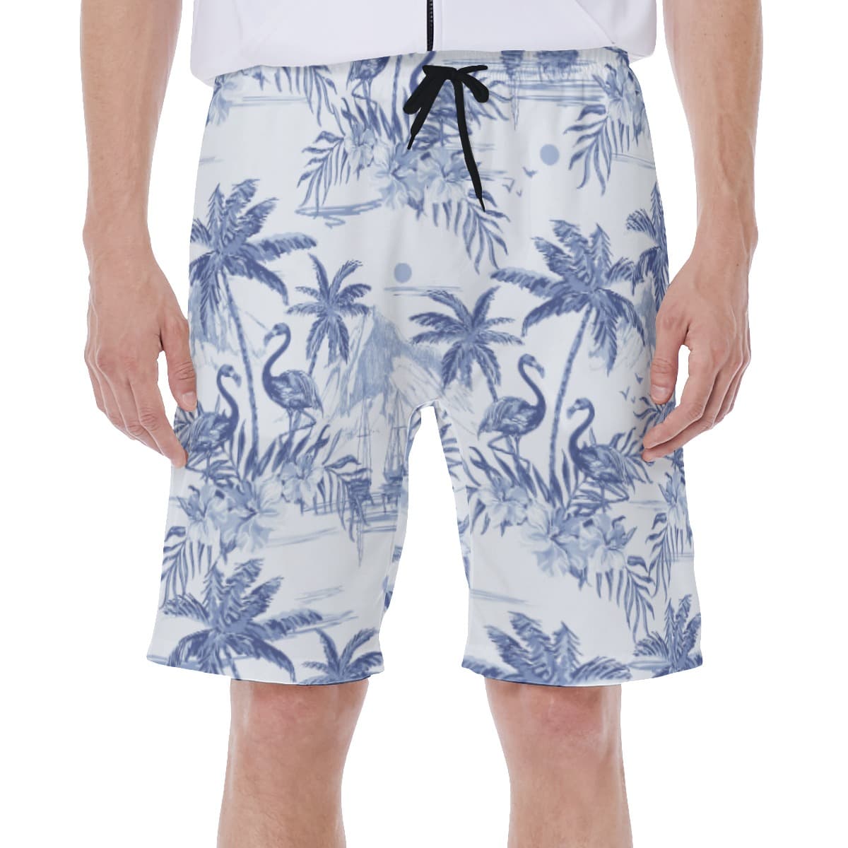 Flamingo Beach Sketch Men's Beach Swim Trunks (1)