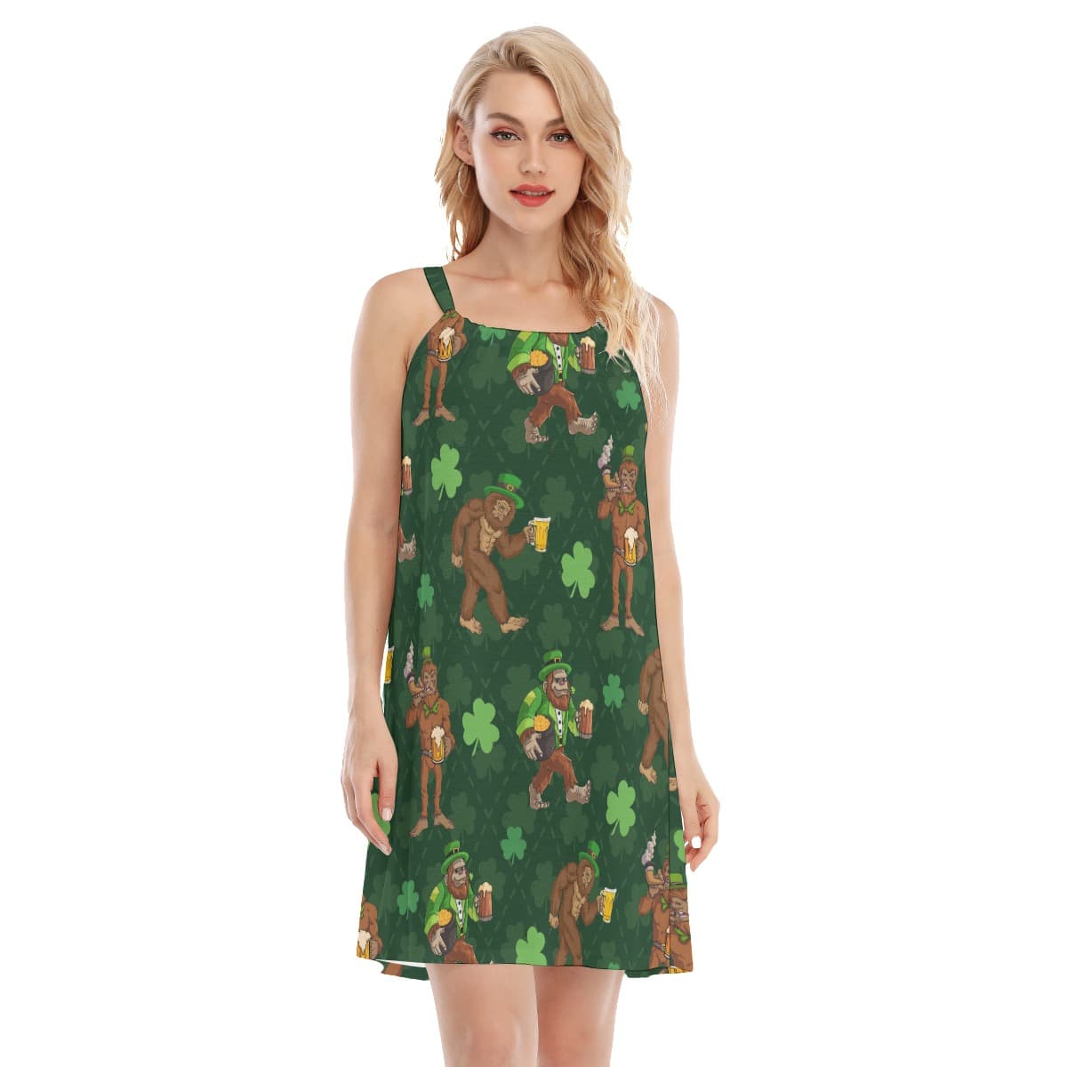 Funny Bigfoot St Patrick Aloha Cami Dress (3)