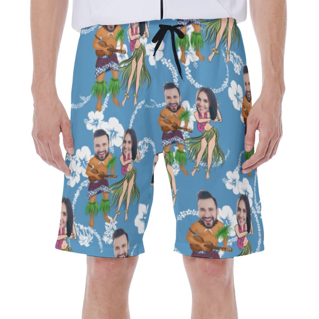 Funny Couple Custom Face Hawaiian Swimwear