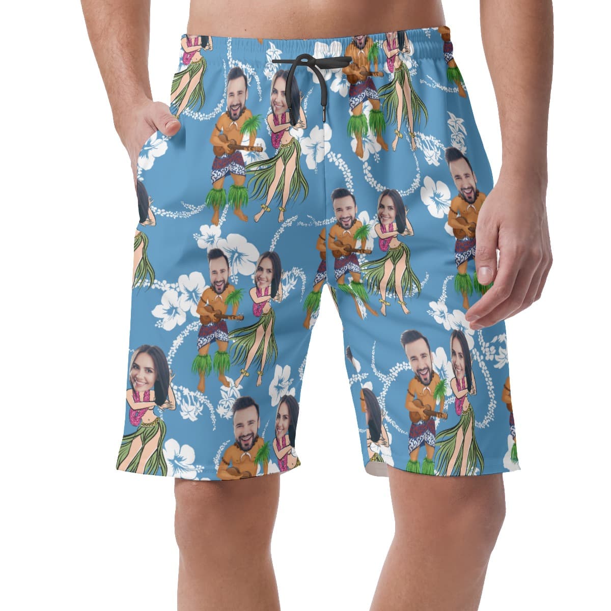 Funny Couple Custom Face Summer Beach Shorts For Men