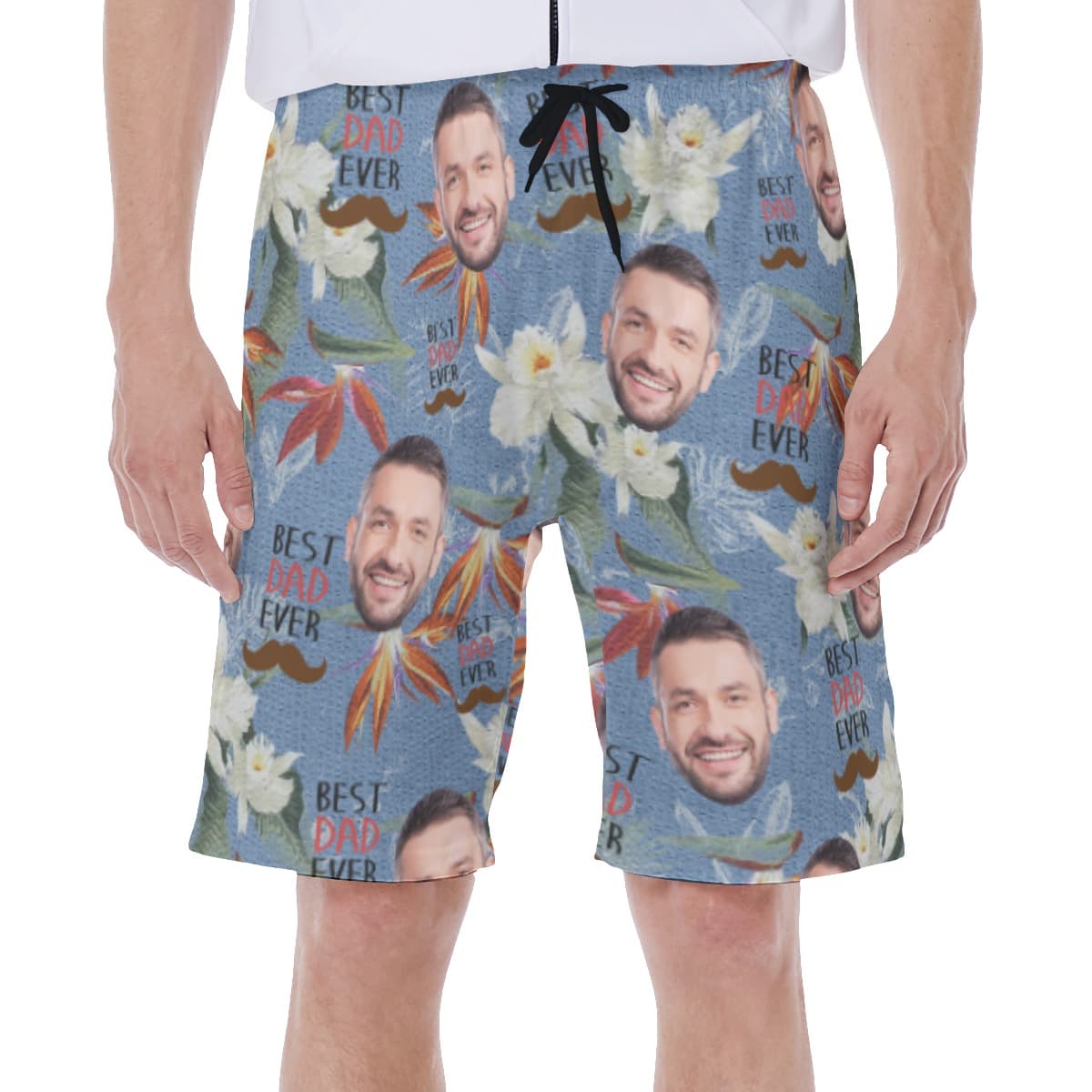 Funny Custom Face Best Dad Ever Hawaiian Swim Trunks For Men