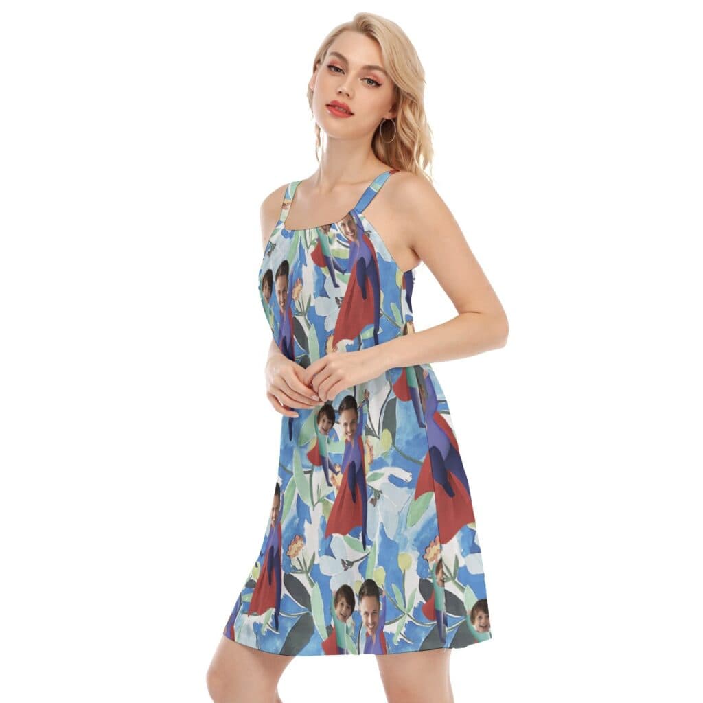 Funny Custom Face Father And Kids Hawaiian Cami Dress