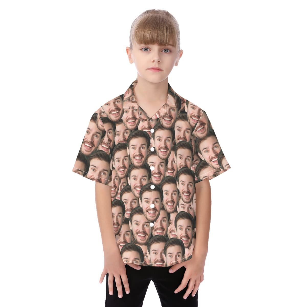 Funny Custom Face Kid's Button Up Shirt (1)