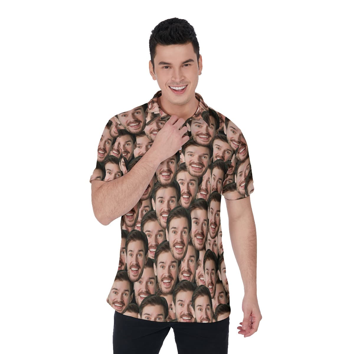 Funny Custom Face Men's Polo Shirt (1)