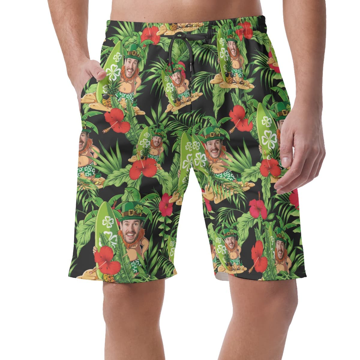 Funny Custom Face Patrick Day Men's Casual Shorts (