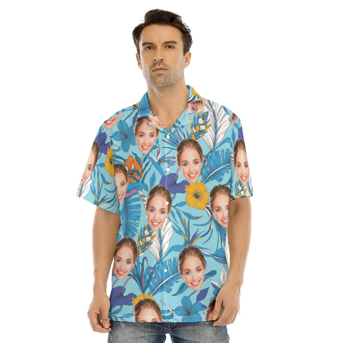 Funny Custom Face Tropical Hawaiian Shirt (1)