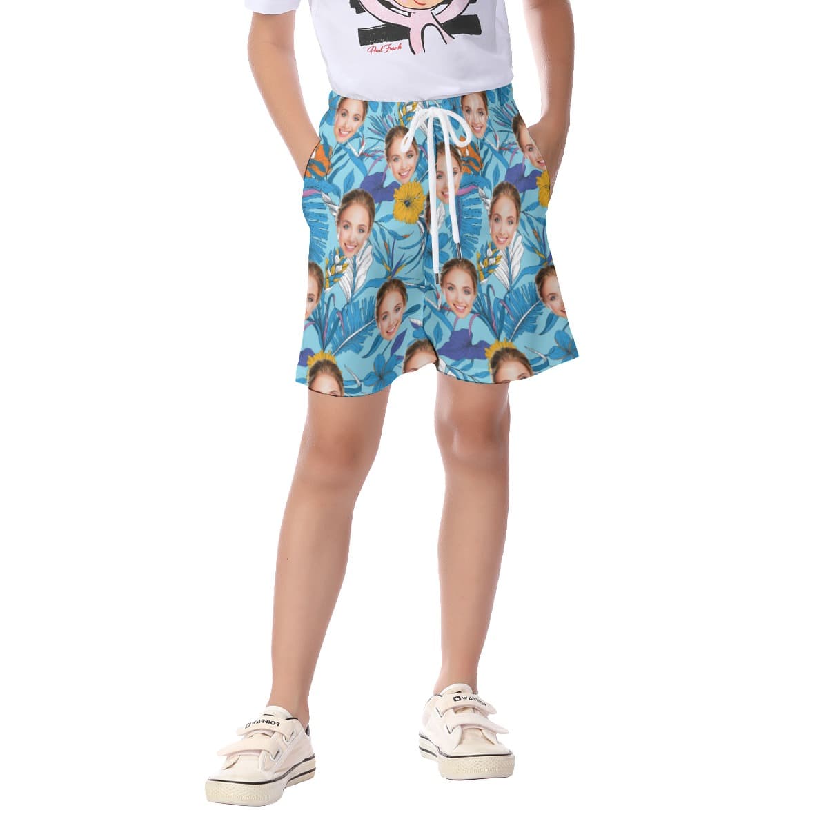 Funny Custom Face Tropical Kid's Shorts (1)