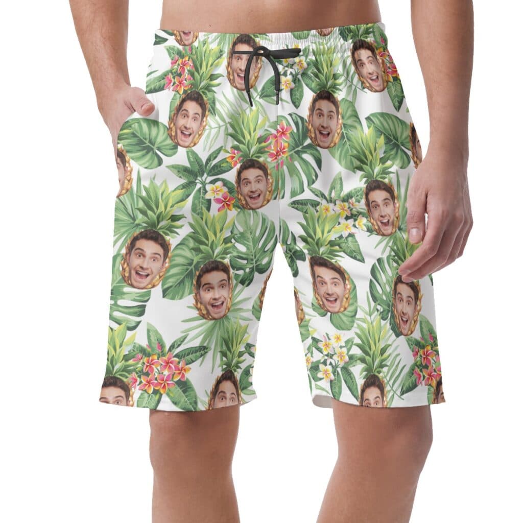 Funny Personalized Pineapple Hawaiian Beach Shorts For Men
