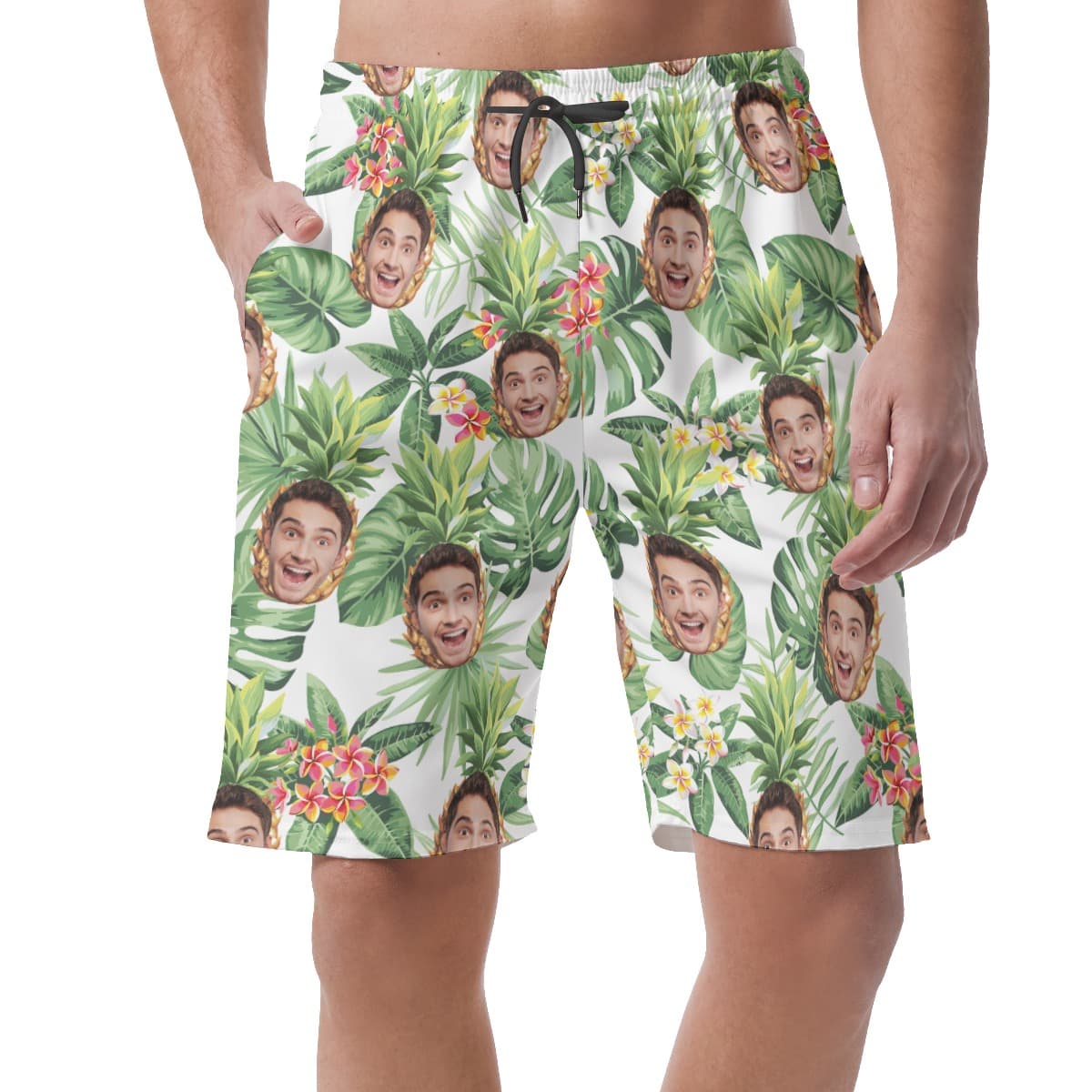 Funny Personalized Pineapple Hawaiian Beach Shorts For Men