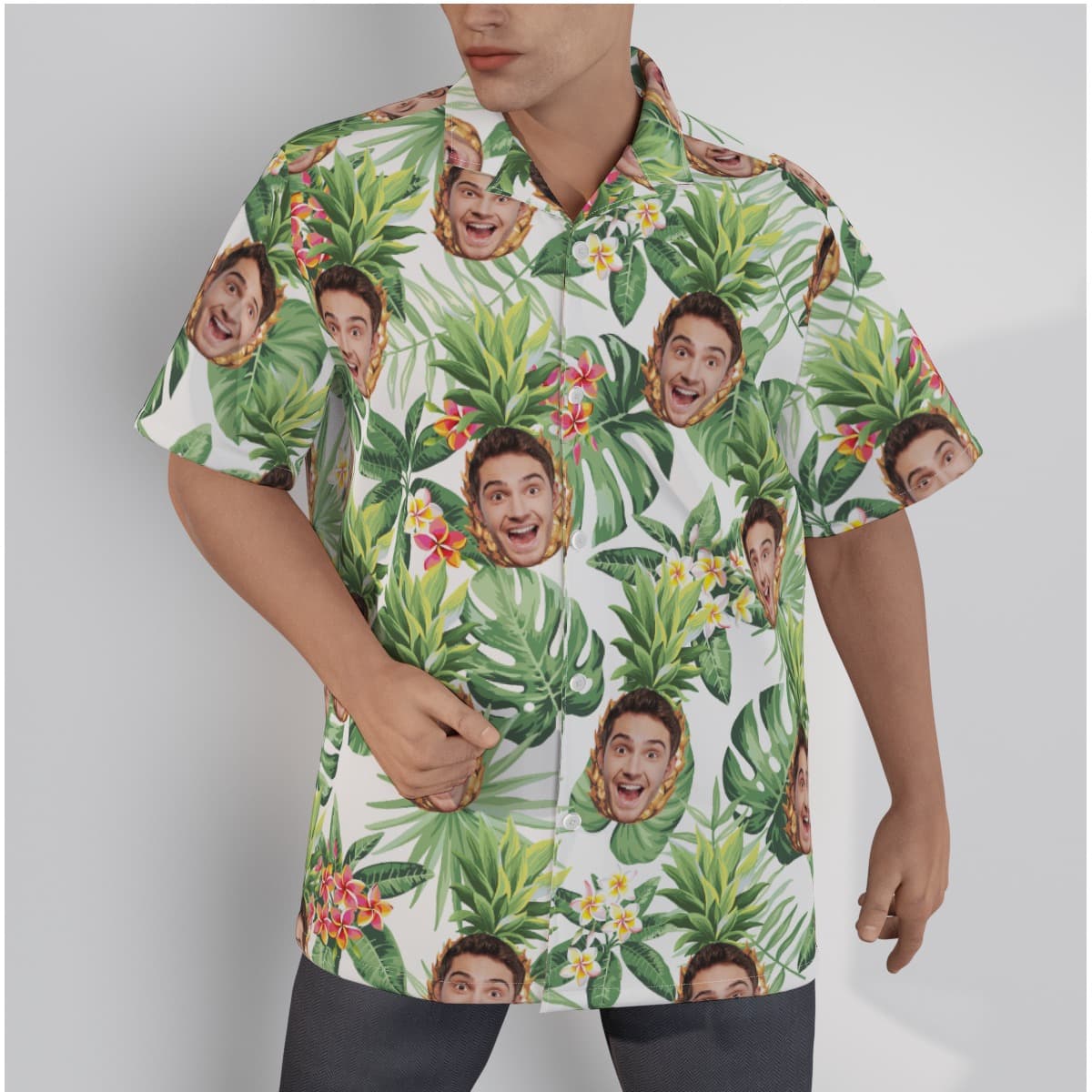 Funny Pineapple Custom Face Hawaiian Shirt (3)