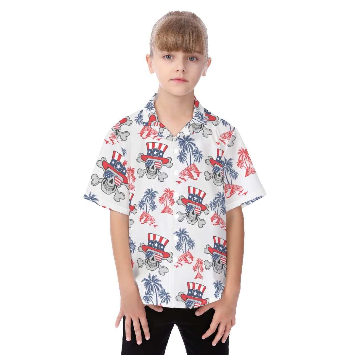 Goth Patriotic Kid's Tropical Shirt (1)