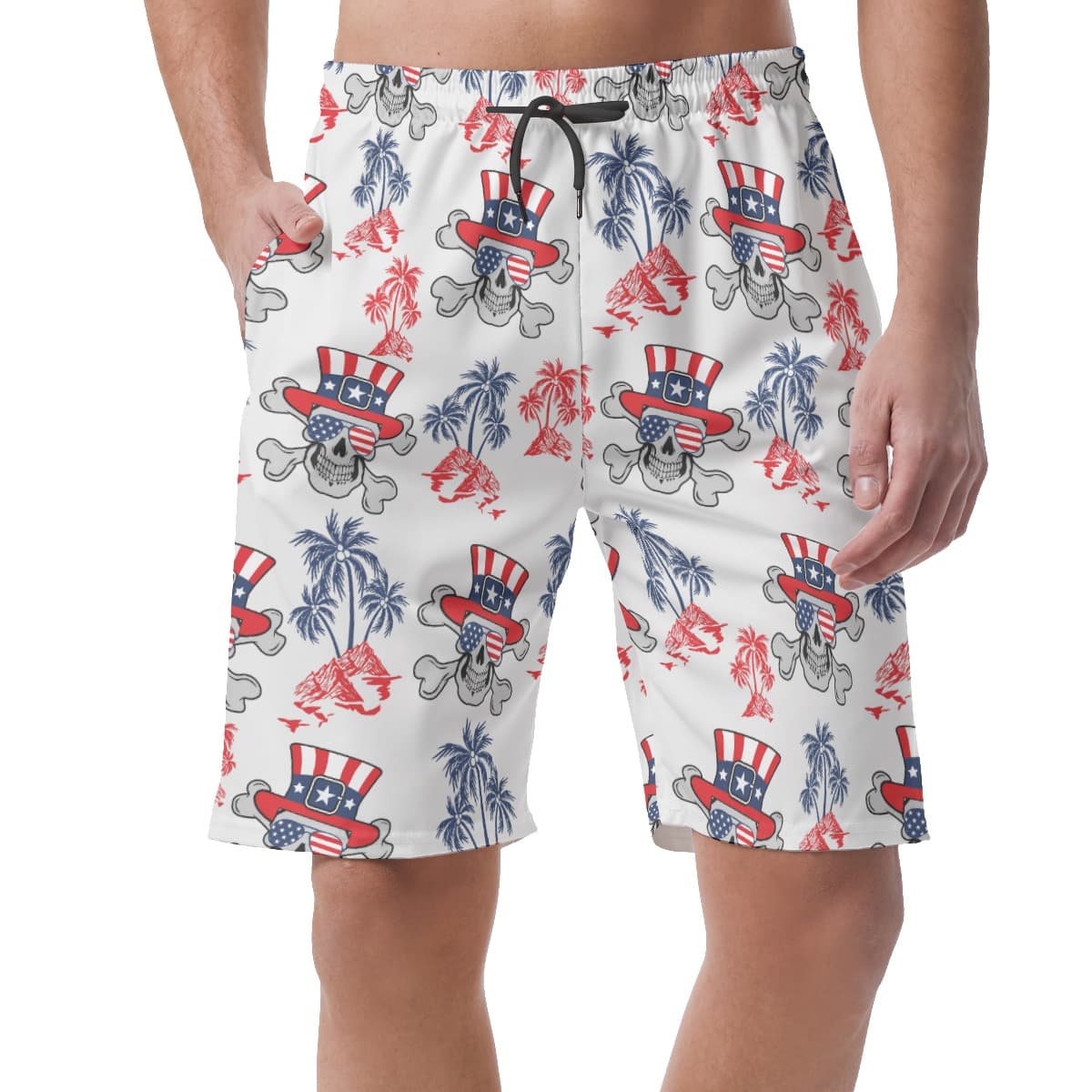 Goth Patriotic Men's Hawaiian Casual Shorts (1)