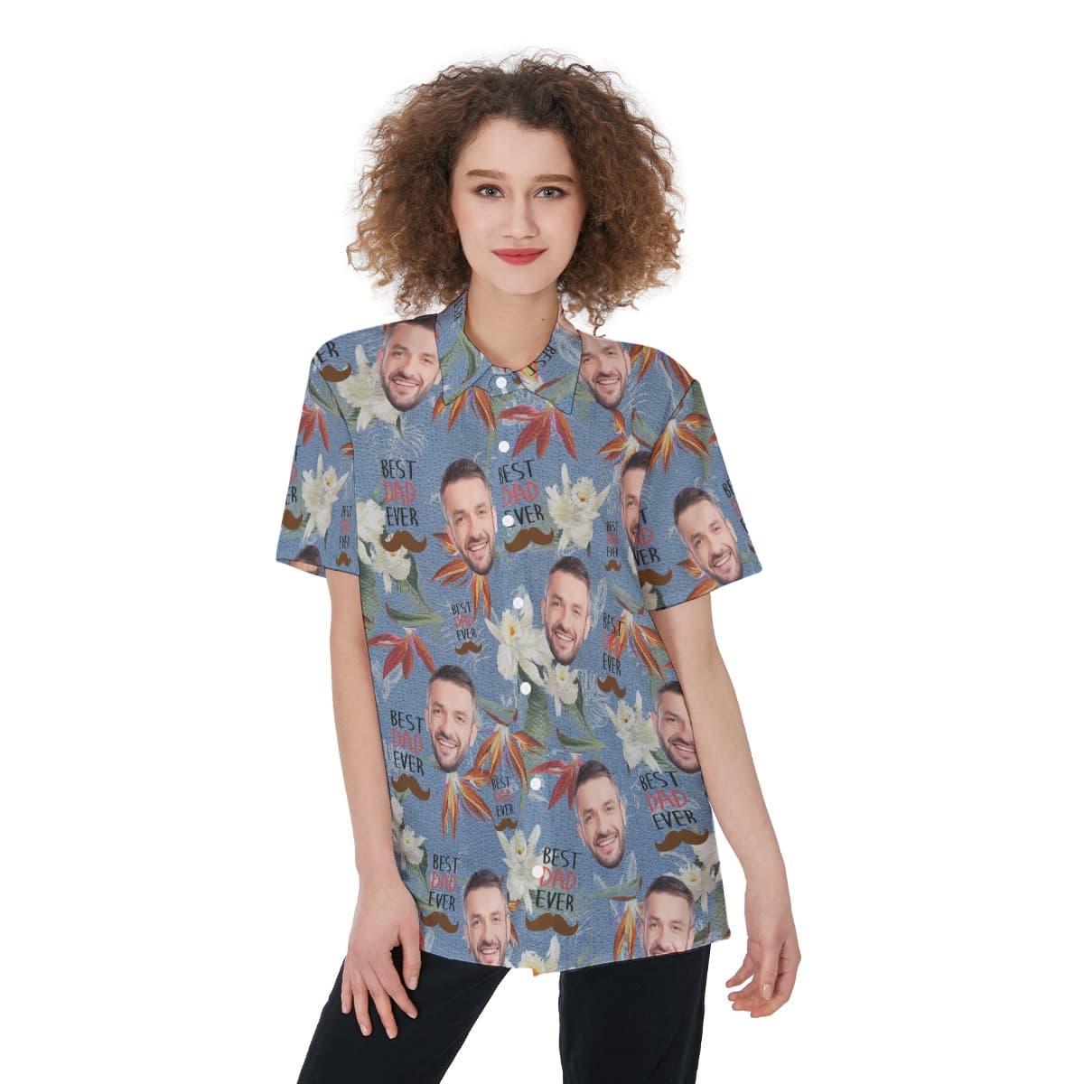 Happy Father's Day Custom Face Aloha Shirt For Women