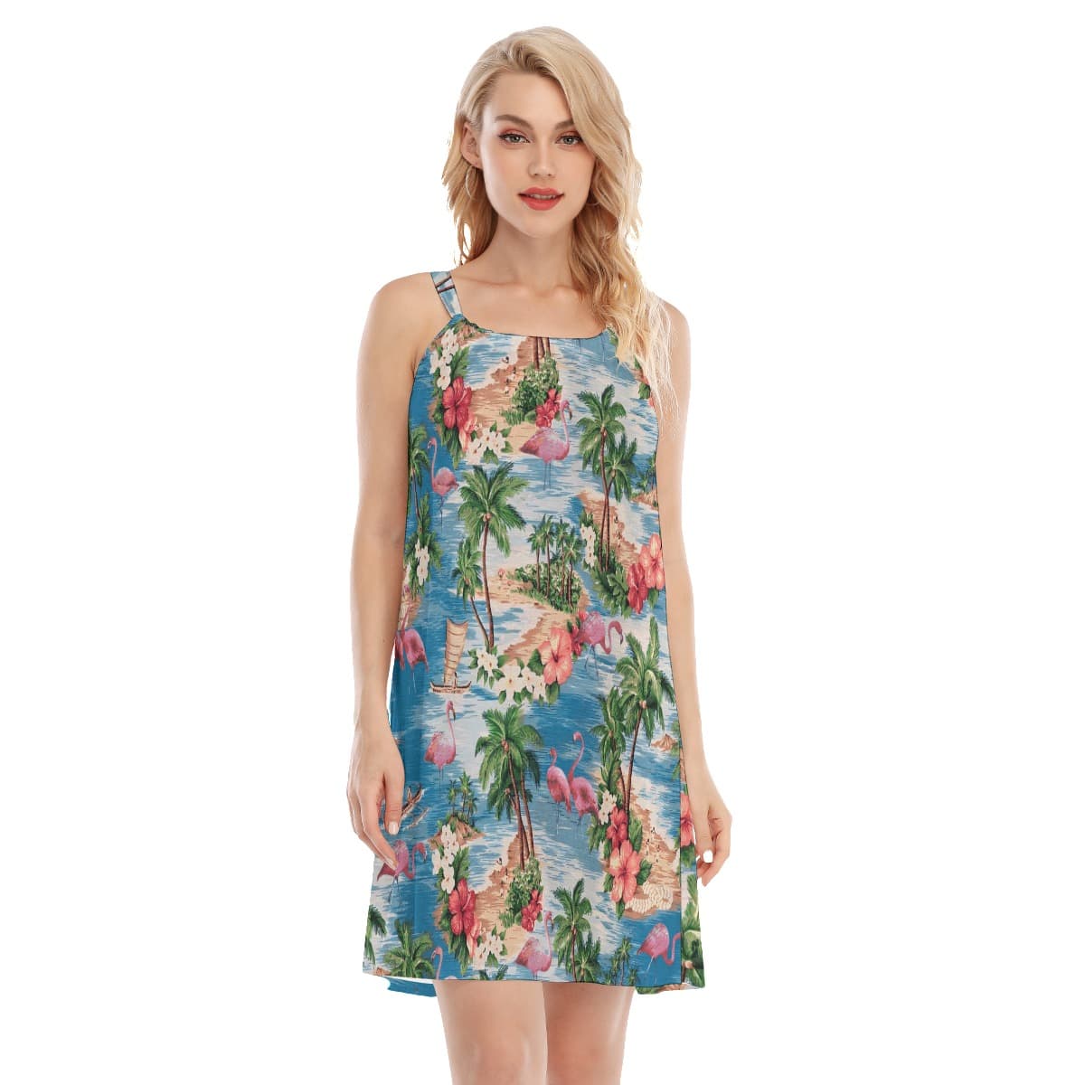 Pink Flamingo Tropical Aloha Dress (4)