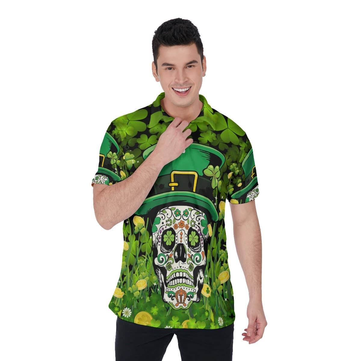 Skull Patrick Day Men's Polo Shirt (1)