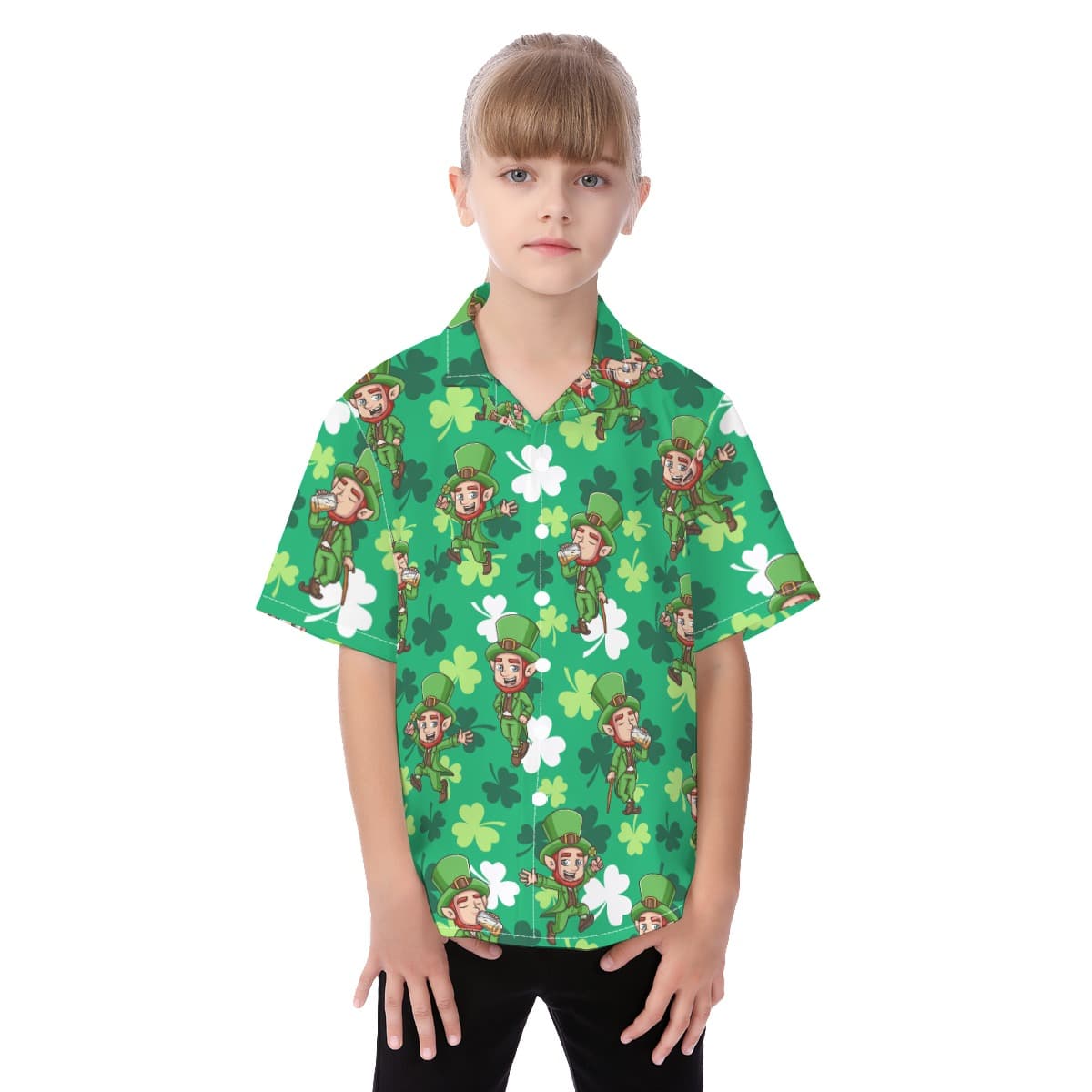 St Patrick Day Tropical Button Up Shirt For Kids (1)