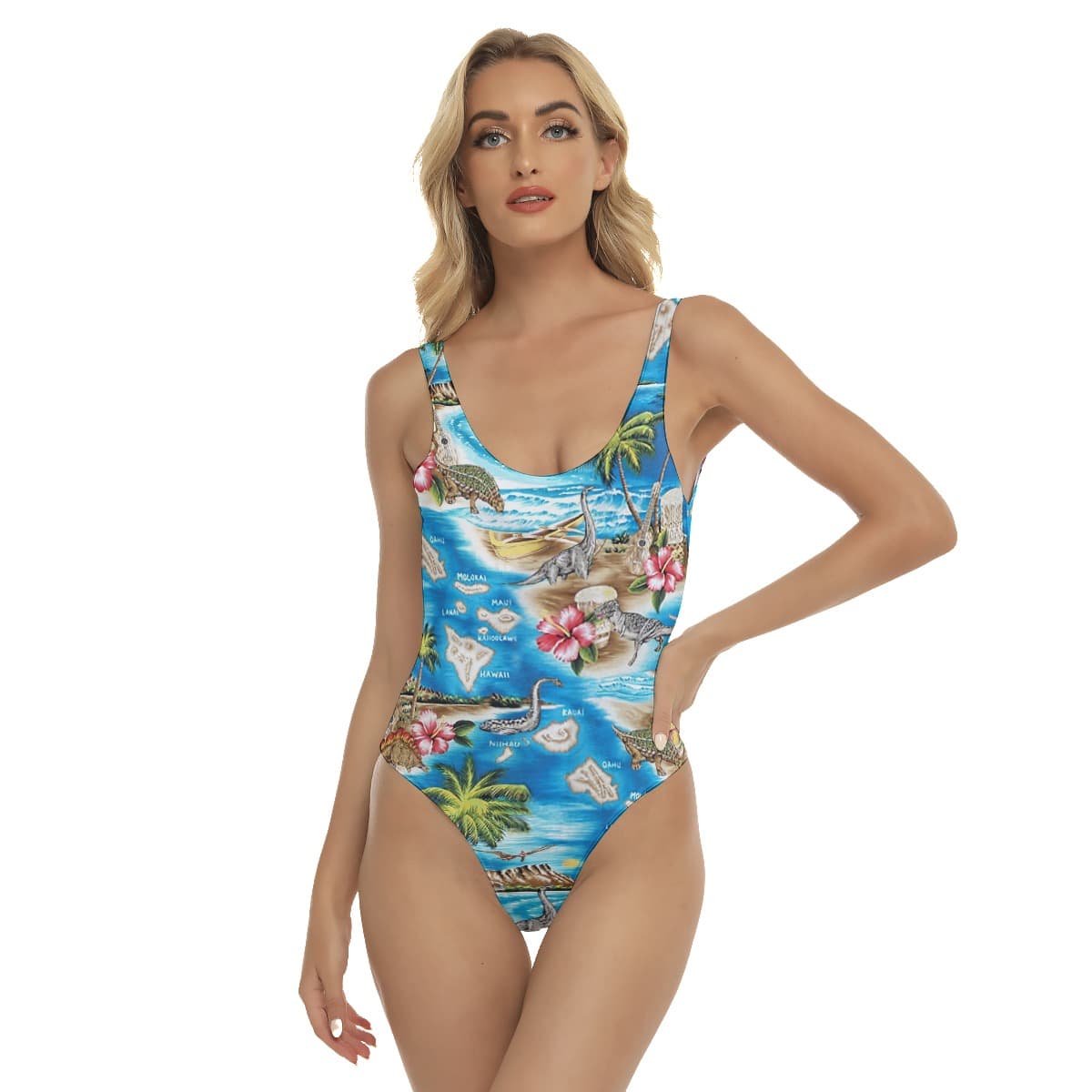 Tropical Dinosaur Summer Swimsuit For Women (1)