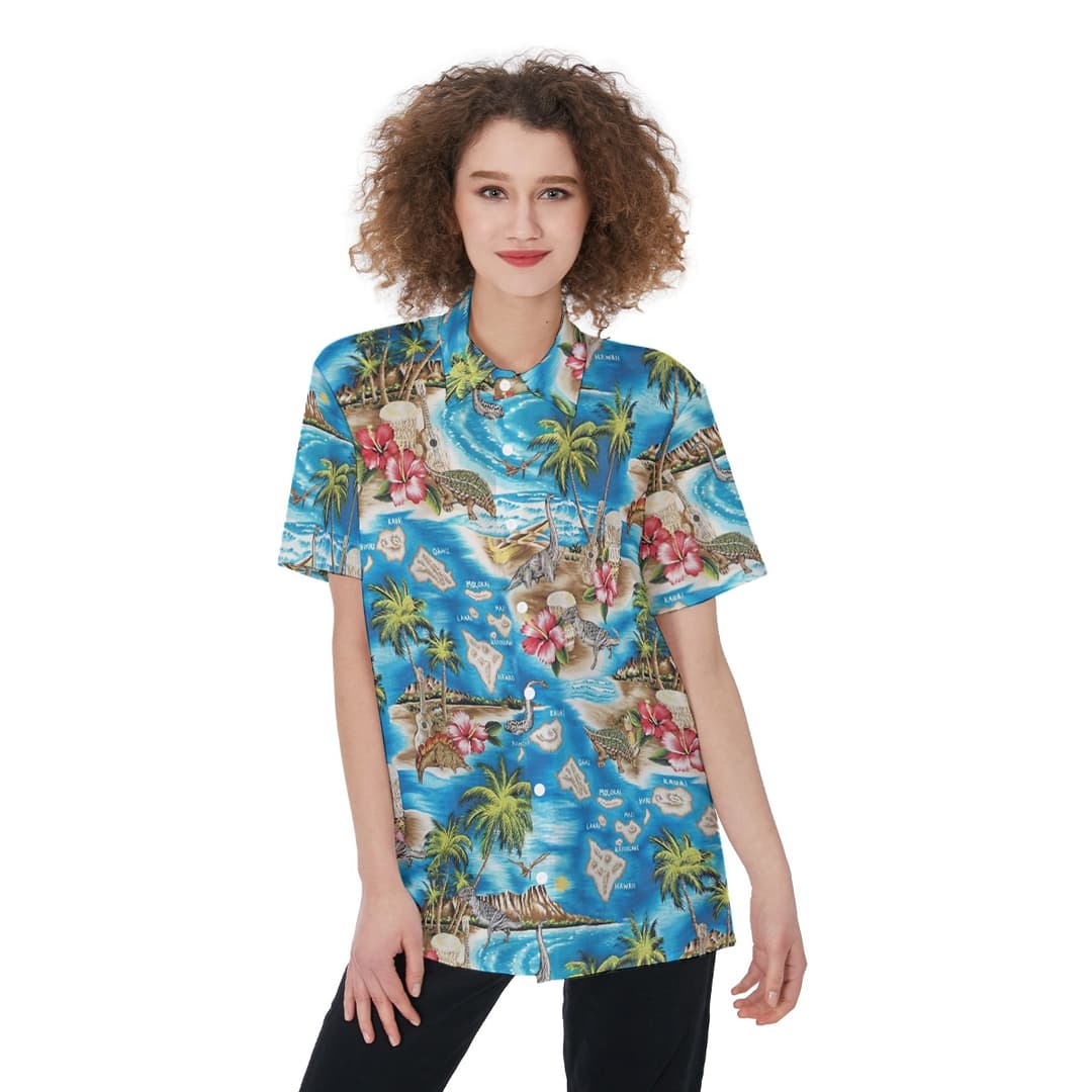 Tropical Dinosaur Women's Hawaiian Shirt