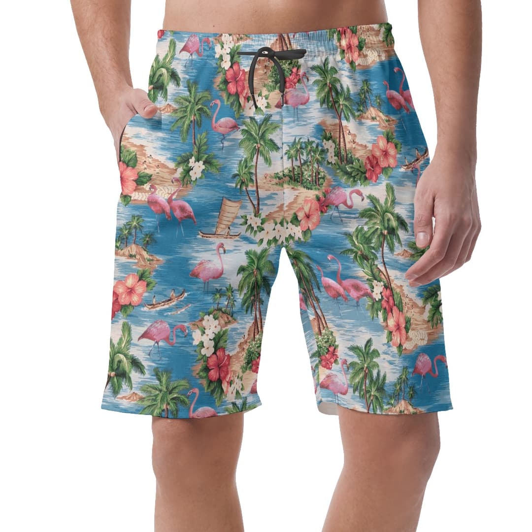 Tropical Flamingo Summer Beach Shorts For Men