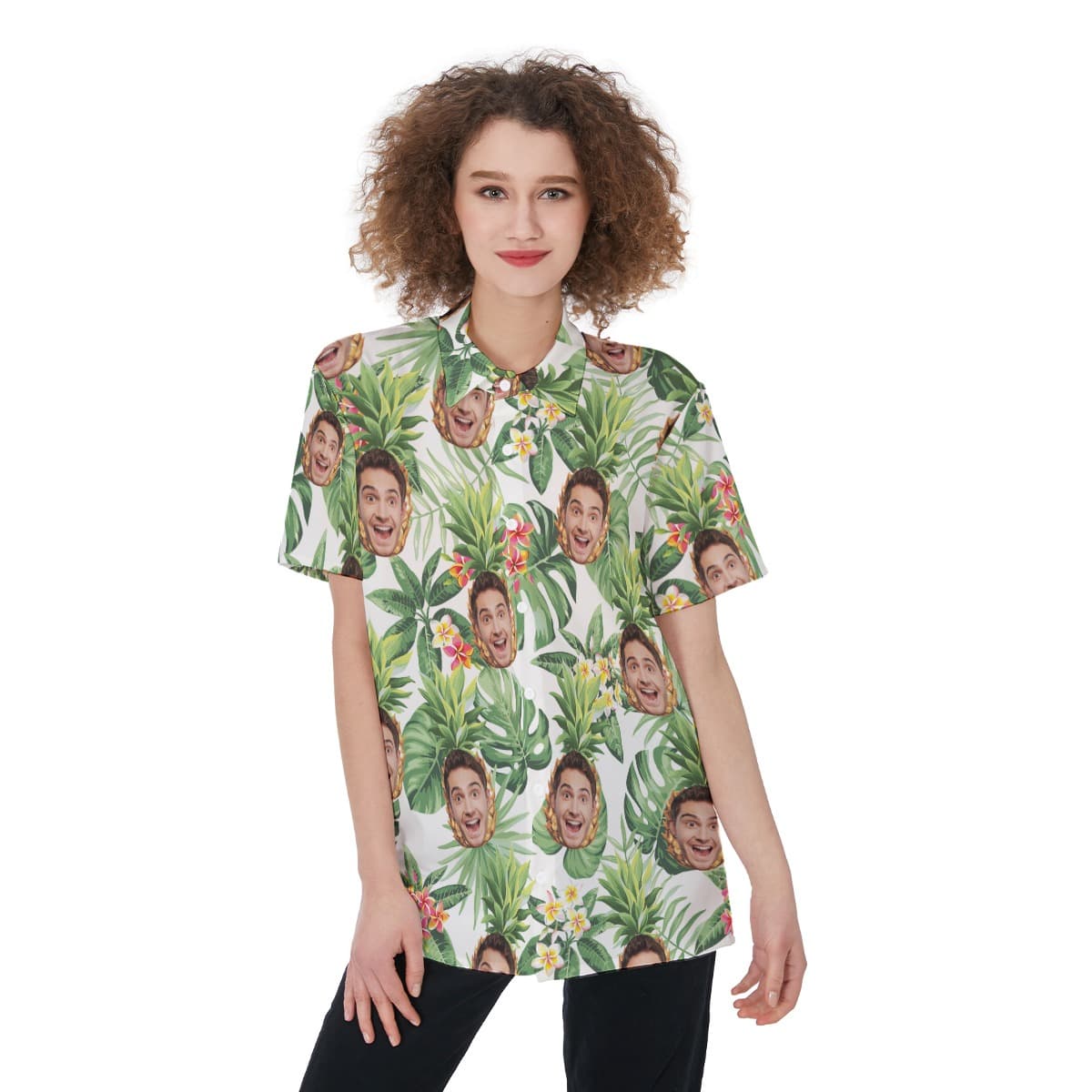 Tropical Personalized Pineapple Hawaiian Shirt For Women (1)