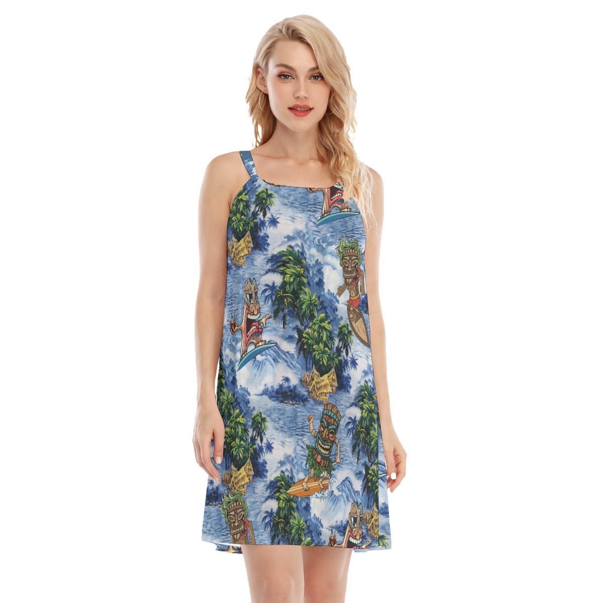 Tropical Tiki Surfing Aloha Cami Dress For Women (1)
