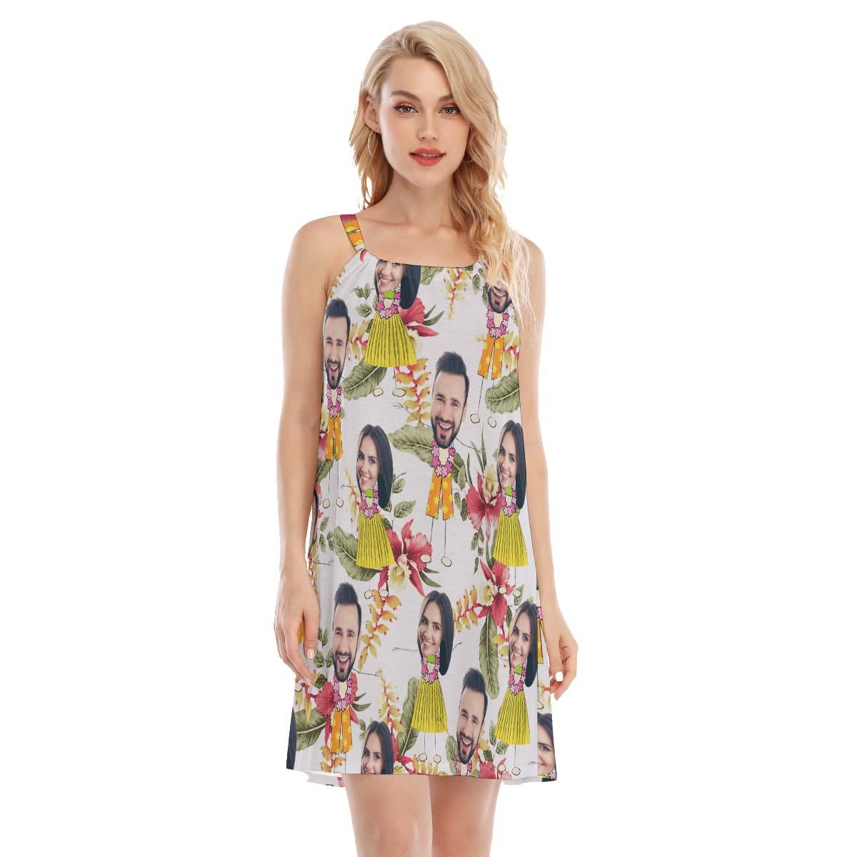 Unique Couple Custom Face Aloha Cami Dress (4)