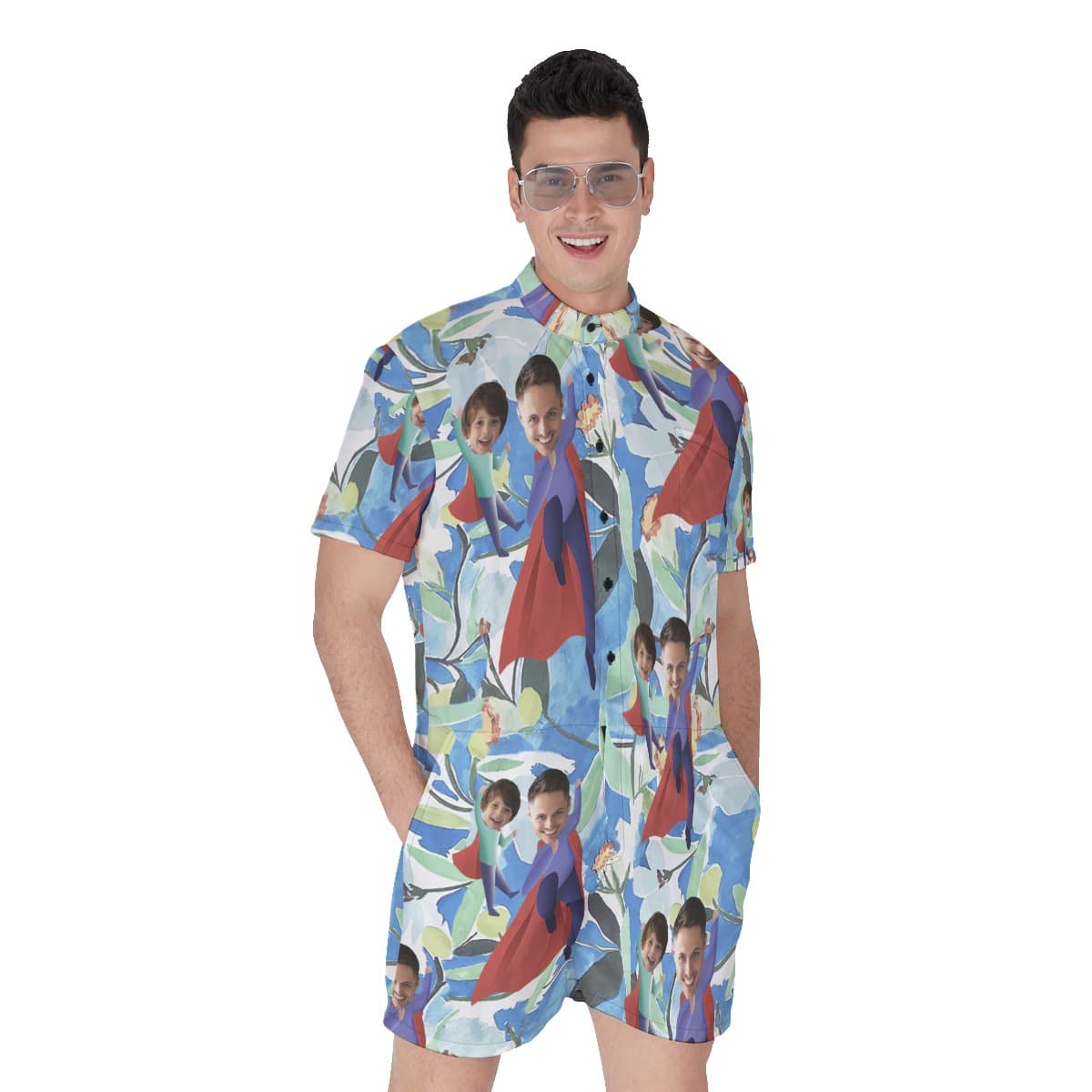 Unique Custom Face Father’s Day Hawaiian Romper (1)