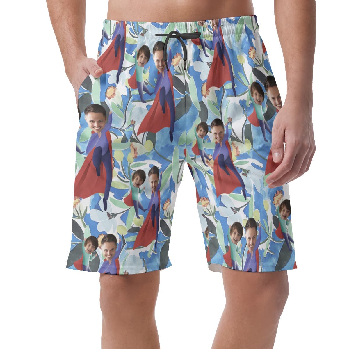 Unique Father's Day Gift Custom Face Hawaiian Beach Shorts For Men