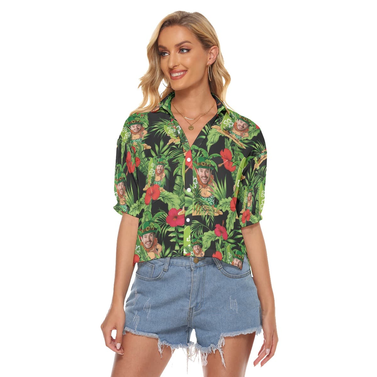 Unique Patrick Day Custom Face Crop Top Hawaiian Shirt