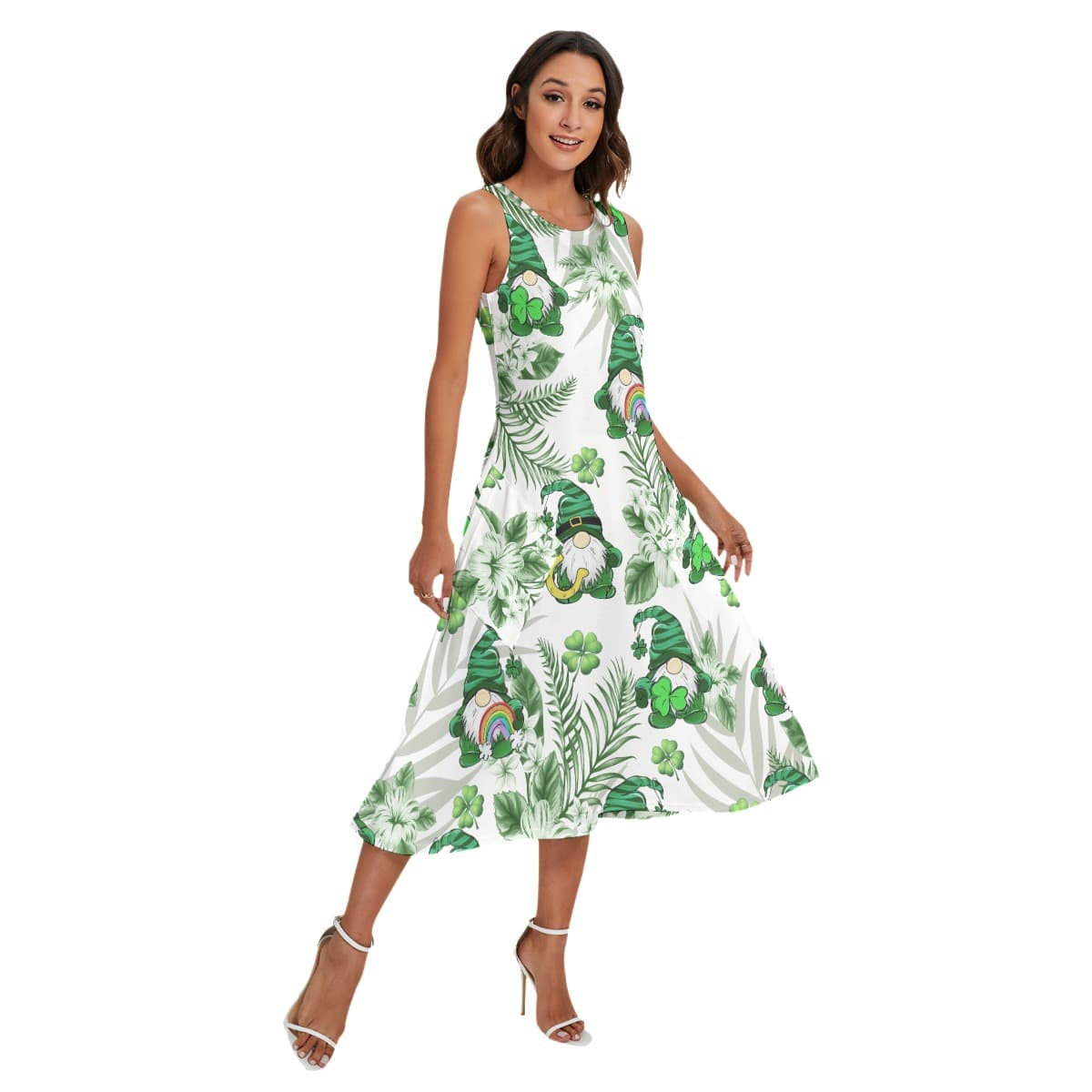 Women’s St. Patrick’s Day Hawaiian Dress With Gnome (2)