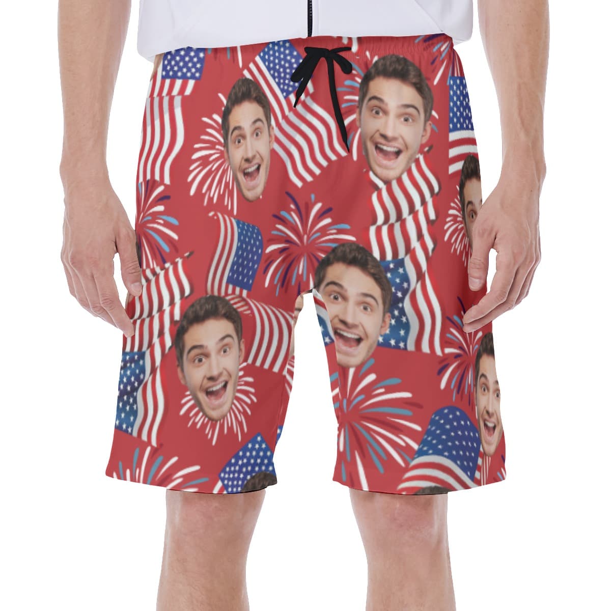 4th Of July Custom Face Hawaiian Swim Trunks For Men